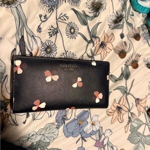 Kate Spade Black Wallet with Floral Accents